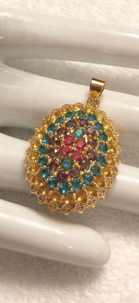 Silver.925 GP Multi Gemstones Pendant