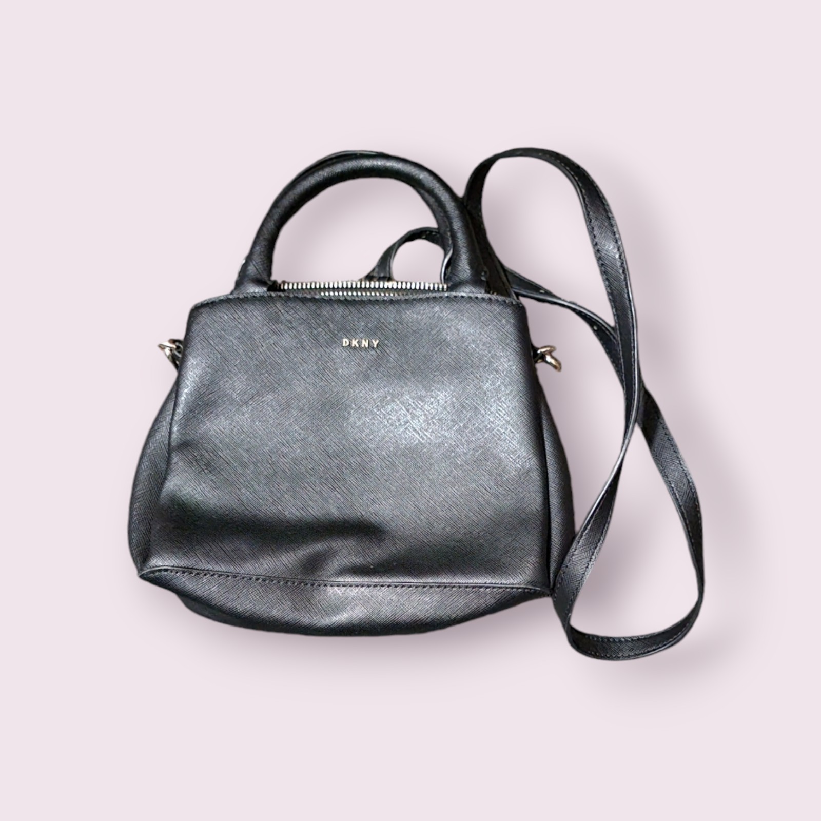Black DKNY leather logo bag