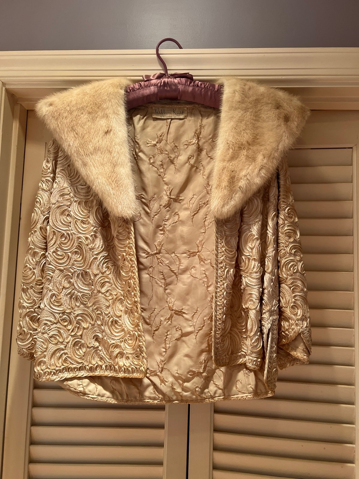 Vintage Dolly Muff Mink Ribbon Knit Bolero