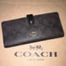 NWT COACH Slim Long Wallet In Signature Canvas Brown/Black Gold Hardware
