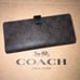 NWT COACH Slim Long Wallet In Signature Canvas Brown/Black Gold Hardware
