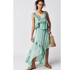 New Free People If Only Set 168 SMALL Harbor Green BOHOCHIC Maxi Skirt Set