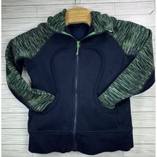Lululemon Athletica No Size ?Sz M Scuba Hoodie* Stretch Jacket Nvy/Green