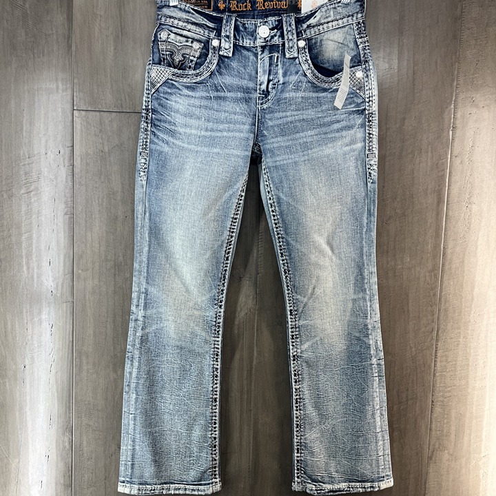 Rock Revival Distressed Men's Denim Jeans Hansel Slim Boot 29x30 Exclusive