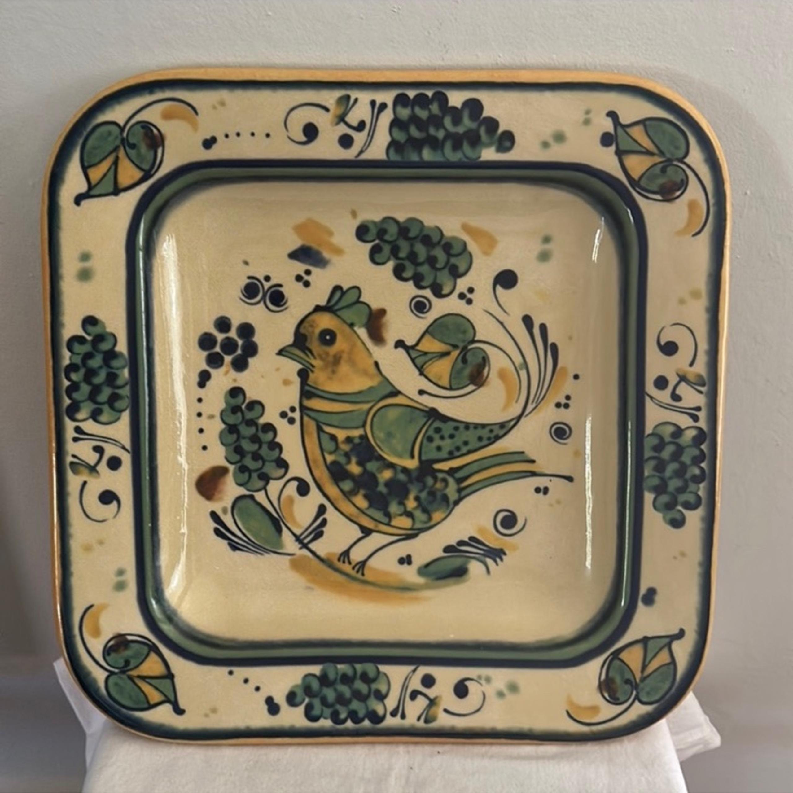 Williams Sonoma Vintage Italian Paloma Bird Large Square Serving Tray Platter