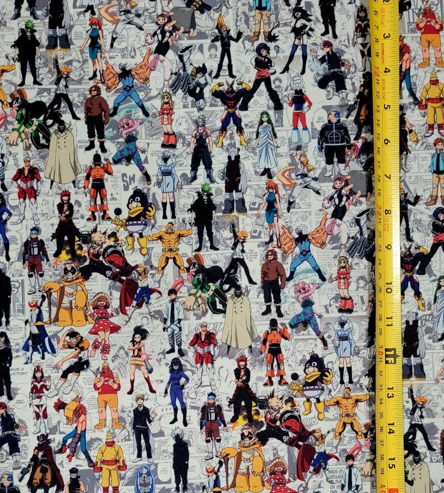 MY HERO ACADEMIA ANIME BW MANGA BACKGROUND FABRIC 1 YARD