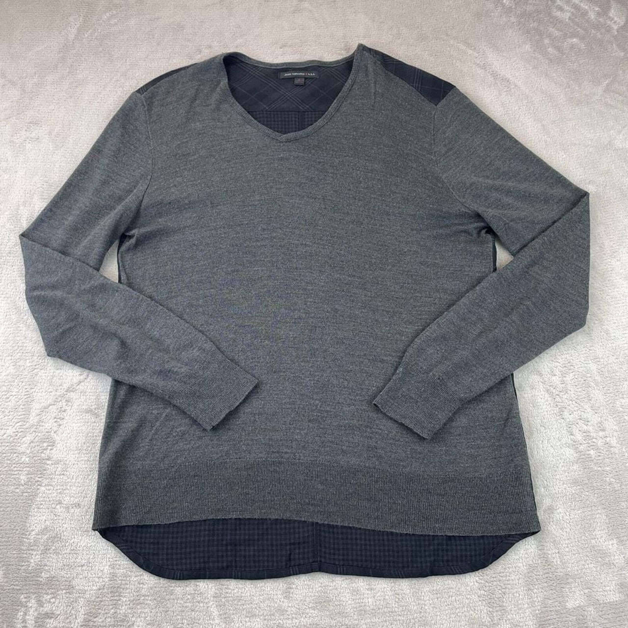 John Varvatos Sweater Men Large Gray Wool Blend Long Sleeve Slim Designer NWOT