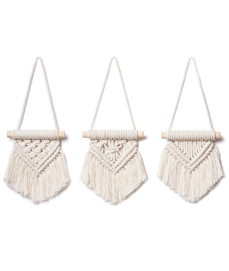 3x Mini Boho Macrame Wall Hangings c711