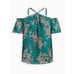 Torrid Womens Plus Size 2 Cold Shoulder Halter Top Crinkle Chiffon Floral Green