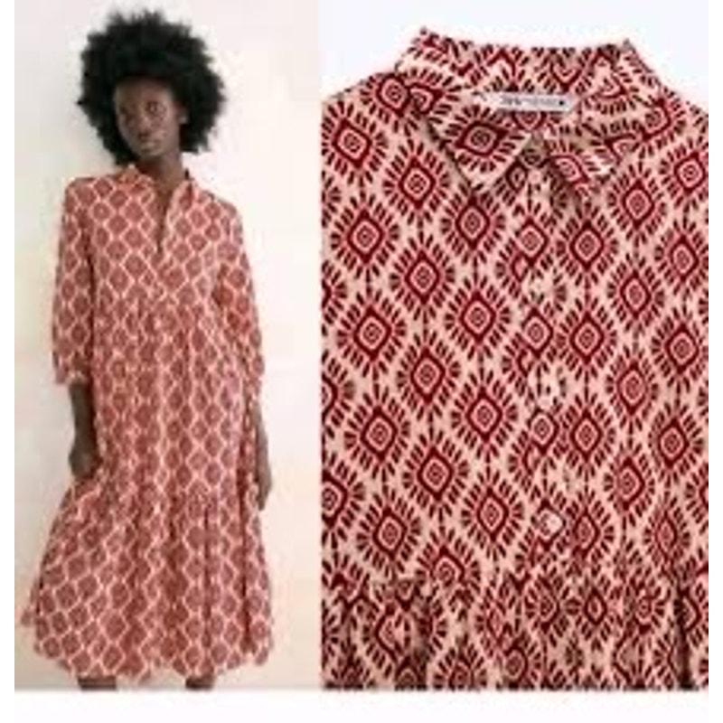 MSRP 79. Zara Cotton Printed Midi Dress Size XXL | SAME DAY SHIP or NEXT DAY