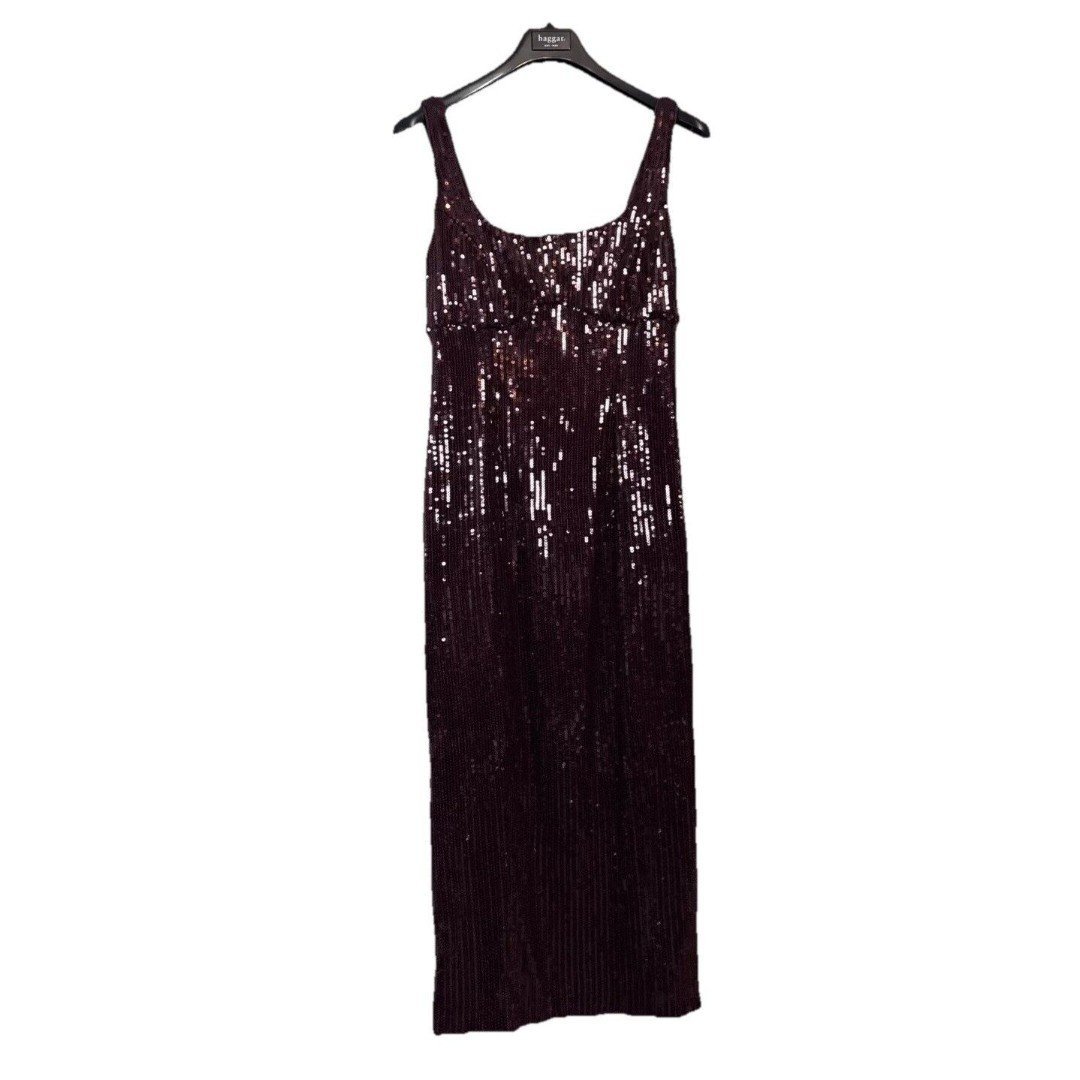 Anthropologie Pilcro Women’s Sequin Slim Midi Dress Small Plum Holiday Party NWT