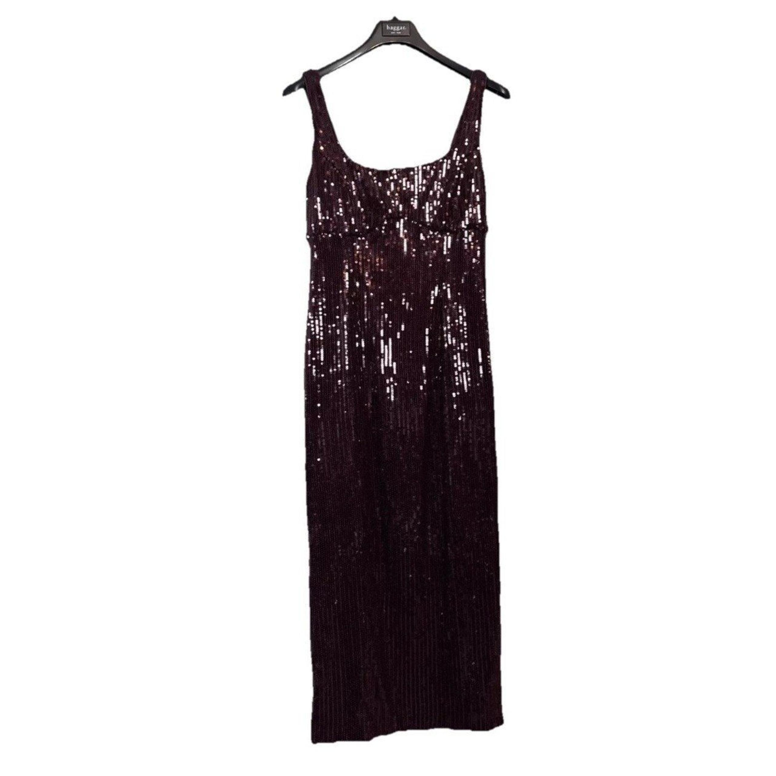 Anthropologie Pilcro Women’s Sequin Slim Midi Dress Small Plum Holiday Party NWT