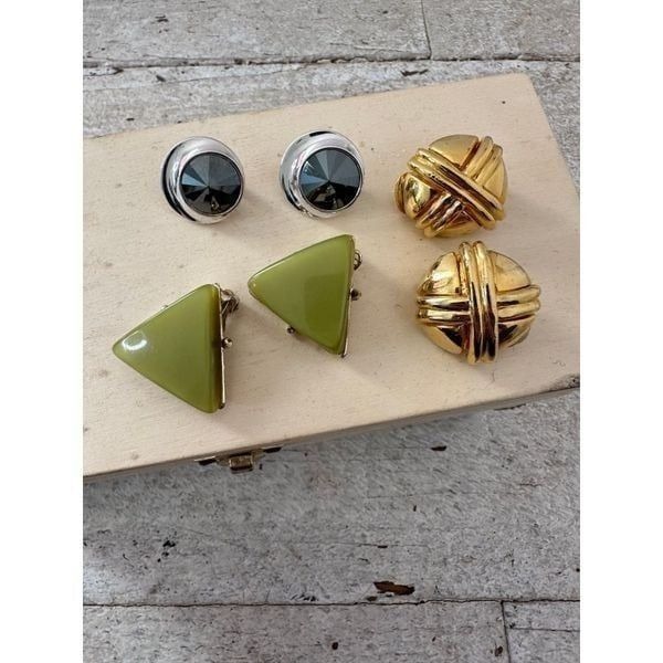Vintage Bundle Of 3 70s Clip On Earrings