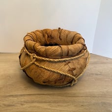 Vintage Primitive Handmade Natural Leaf Husk Basket