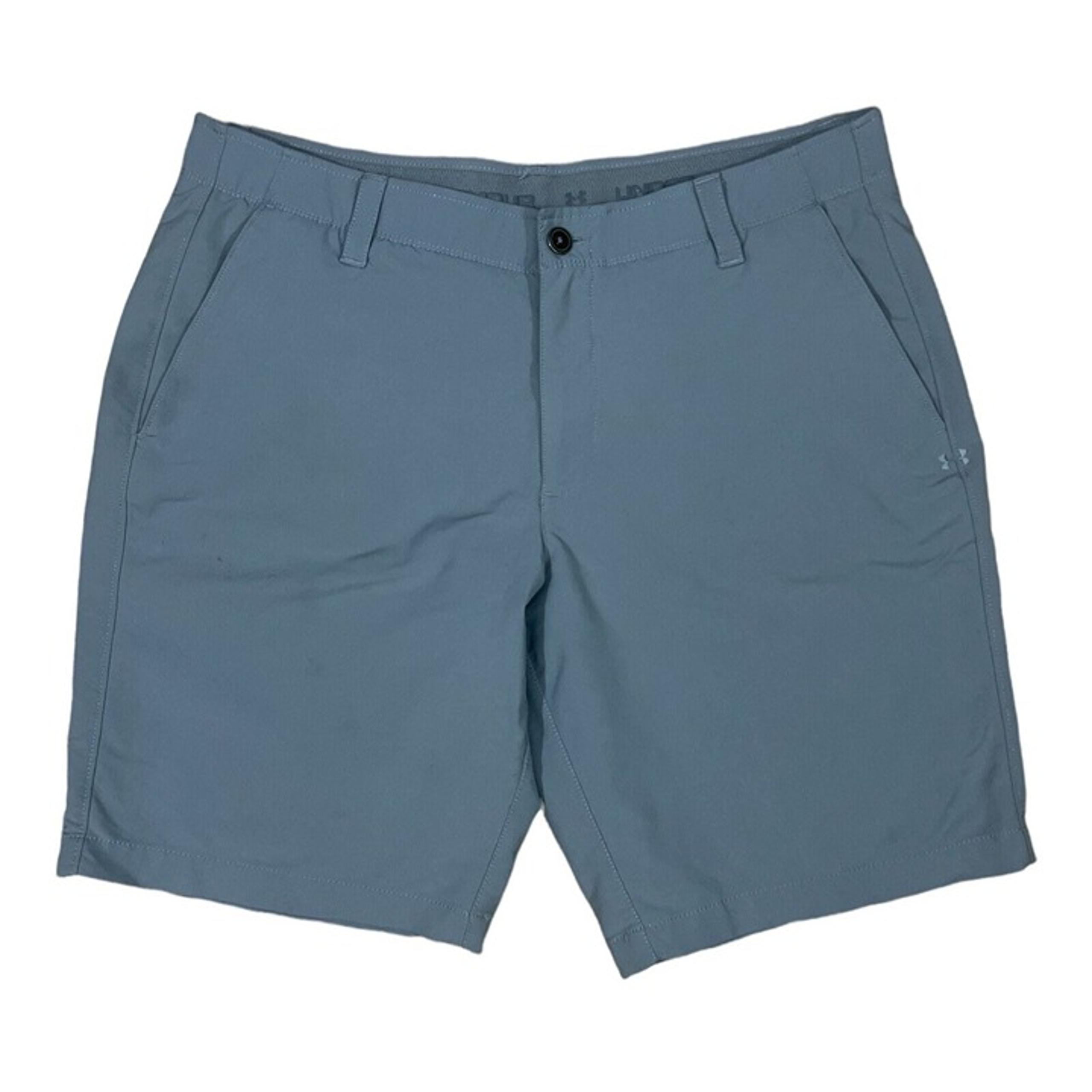 Under Armour Mens 38 Gray Stretch Flat Front Loose Fit Casual 9.5 Golf Shorts