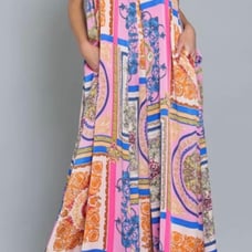 Multicolor Tube Tie Back Chest Elastic Waisted Oversized Jumpsuit