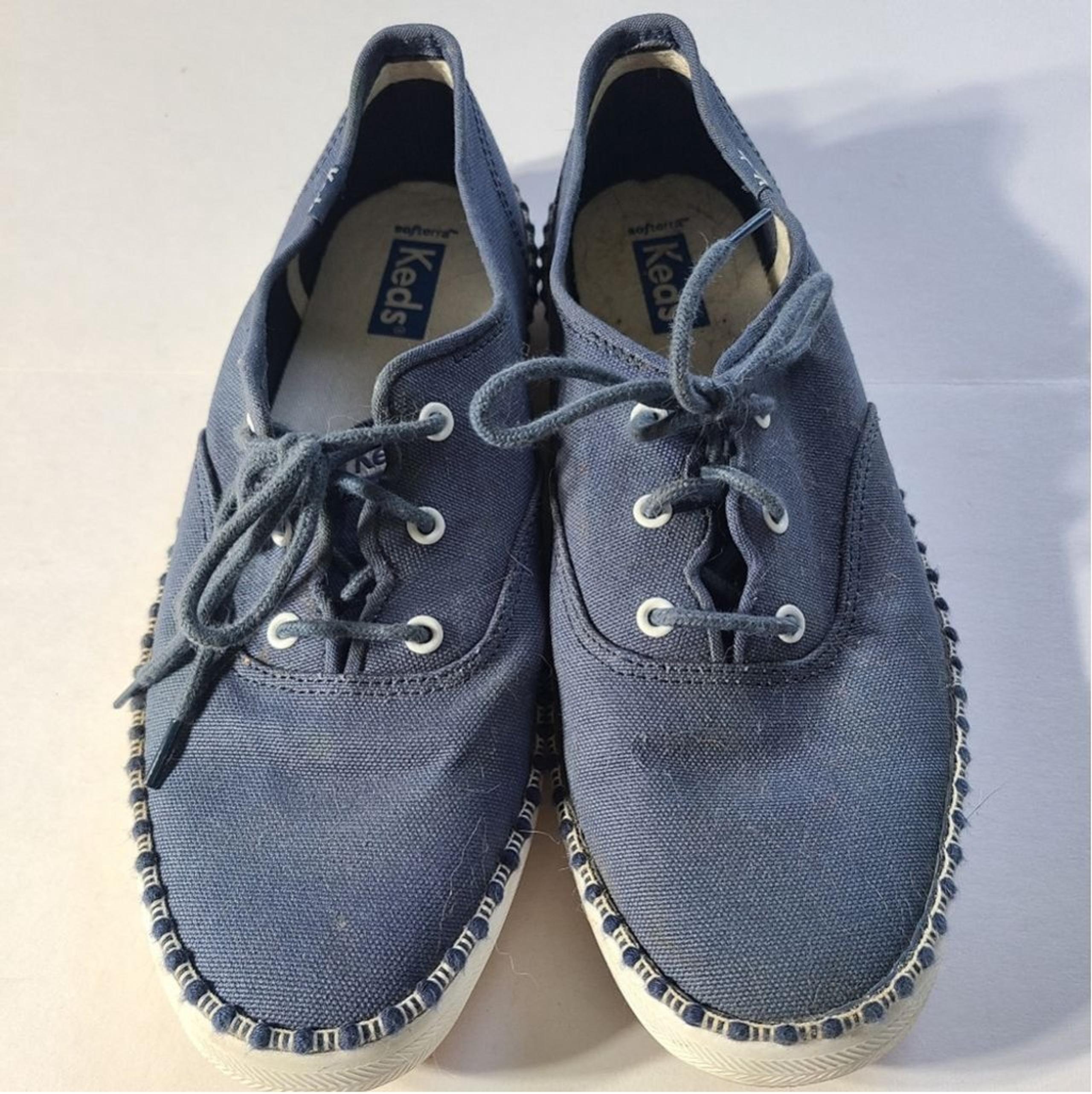 Keds Softerra Blue Lace Up Striped Detail Sneakers