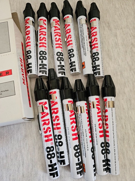 (Box Of 12) NEW! MARSH 88-HF Press-Tip Valve Control Markers. Paint Ink