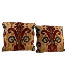 Henredon Drexel Ikat Print Duck Feather Decorative Pillows Set of 2 Large 19x20