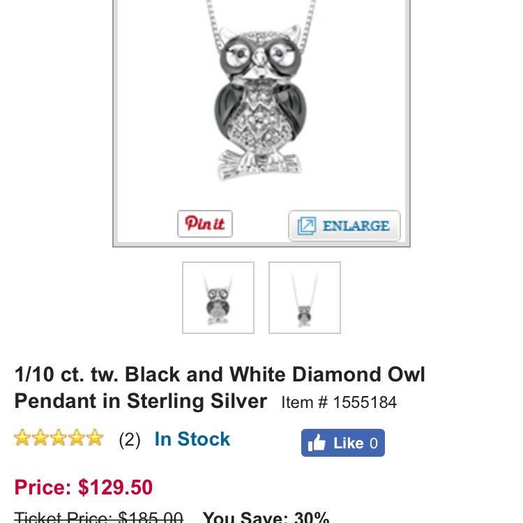 Black And White Diamond Owl Necklace