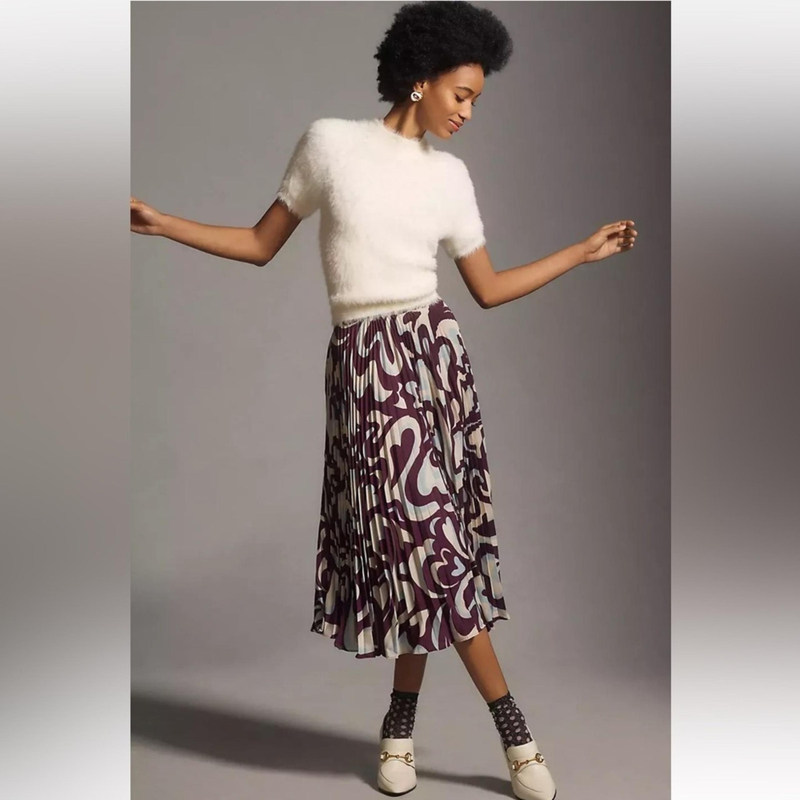 Women’s Anthropologie Valerie Pleated Midi Skirt by Maeve size extra small xs