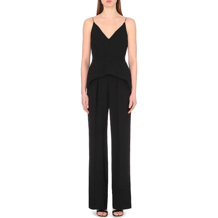 SPORTMAX MaxMara 8 Black Peplum Jumpsuit