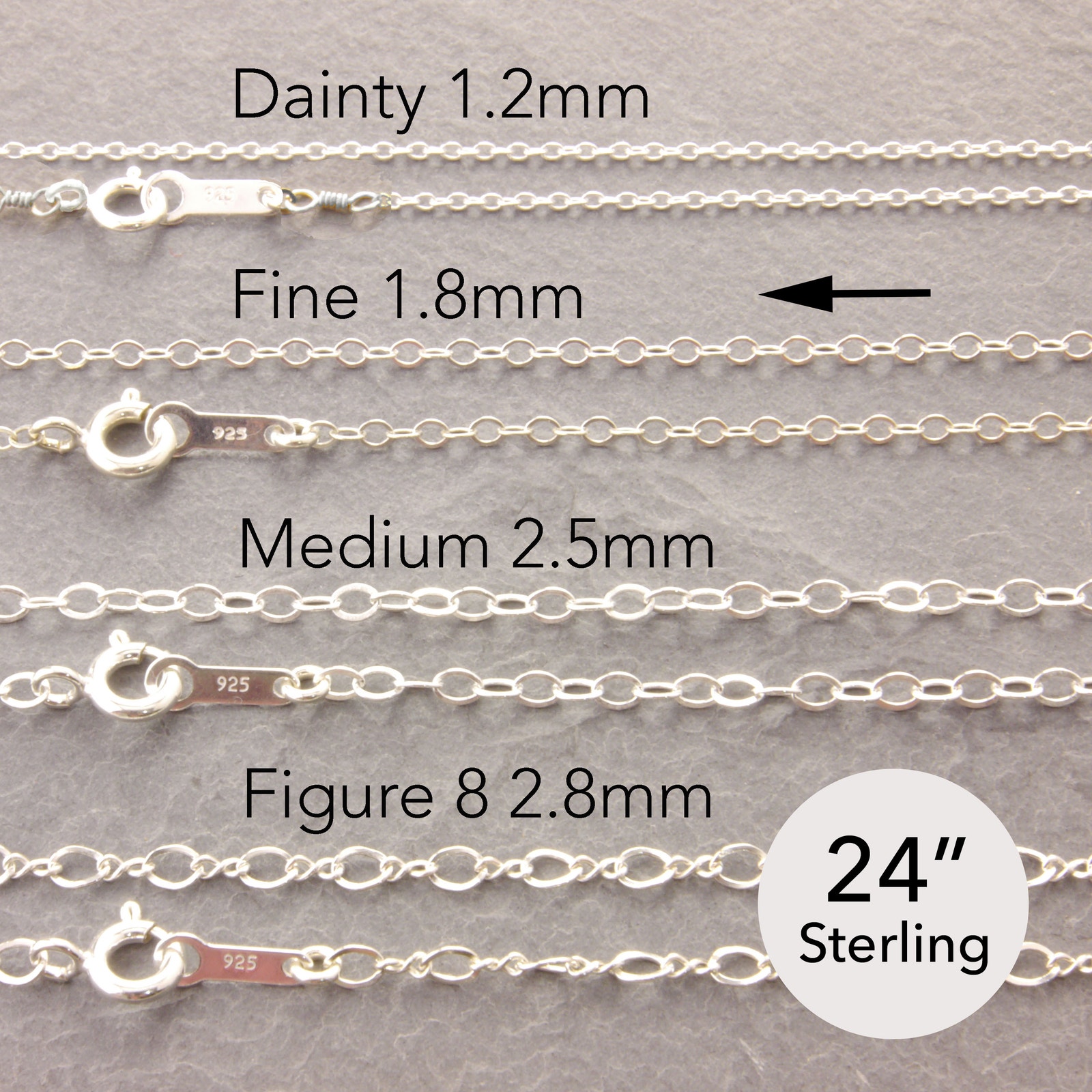 24 Delicate Chain Necklace, silver thin chain, silver necklace (38-1sf-sp)