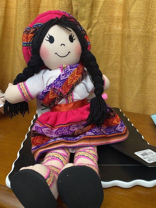 Colorful Handmade Peruvian Artisan Doll w/ Baby 14” Mamachas