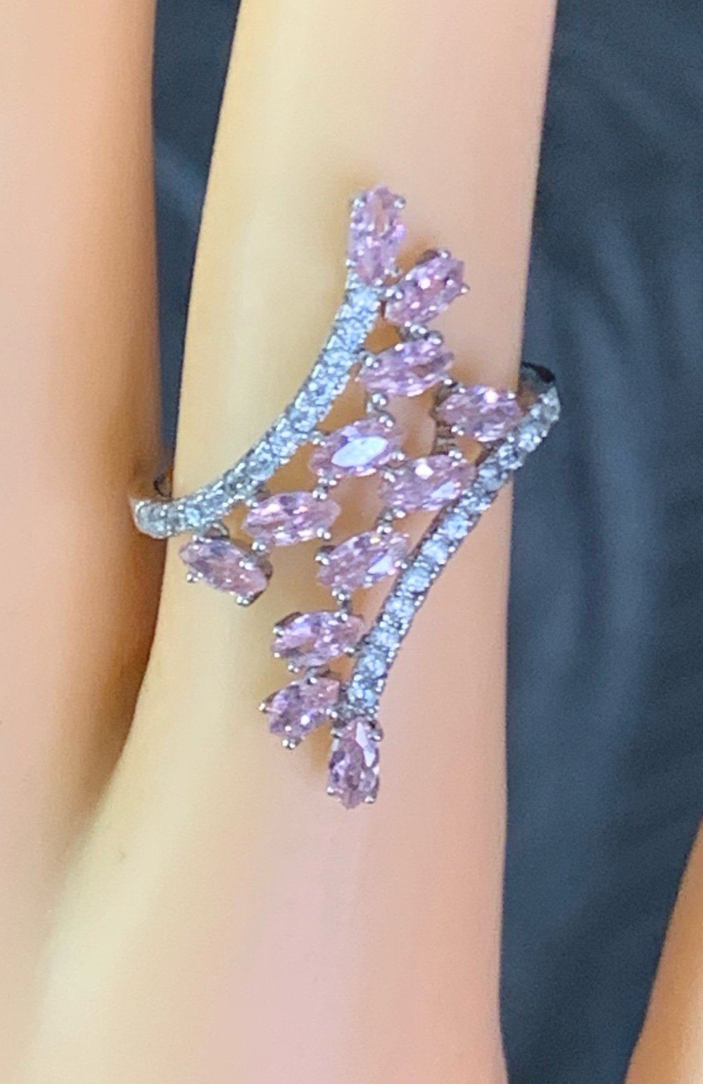 925 Sterling Silver Pink Topaz Ring size 9