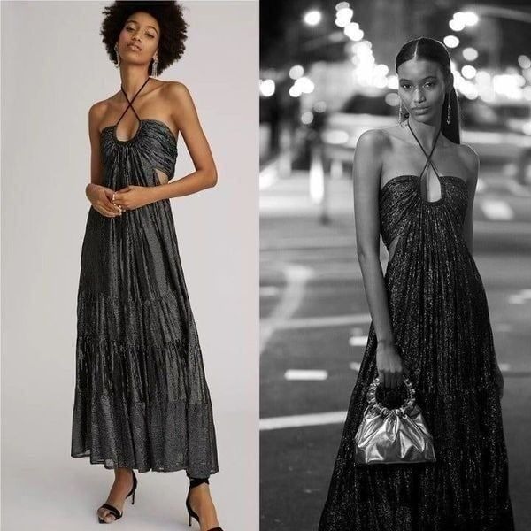 ANTHROPOLOGIE Verb by Pallavi Singhee Cut-Out Midi Dress