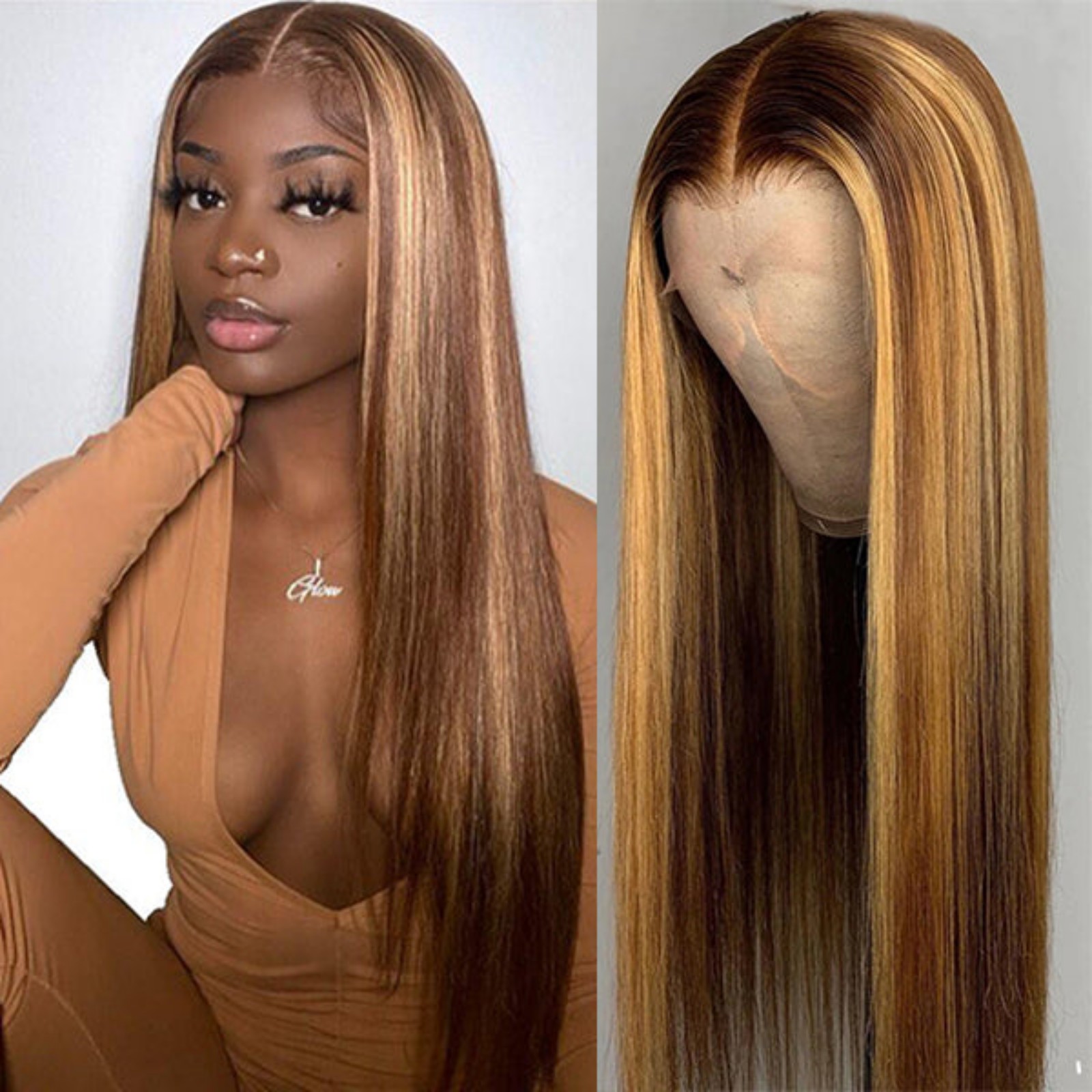honey blonde bodywave lace front wig pre-plucked 13x4