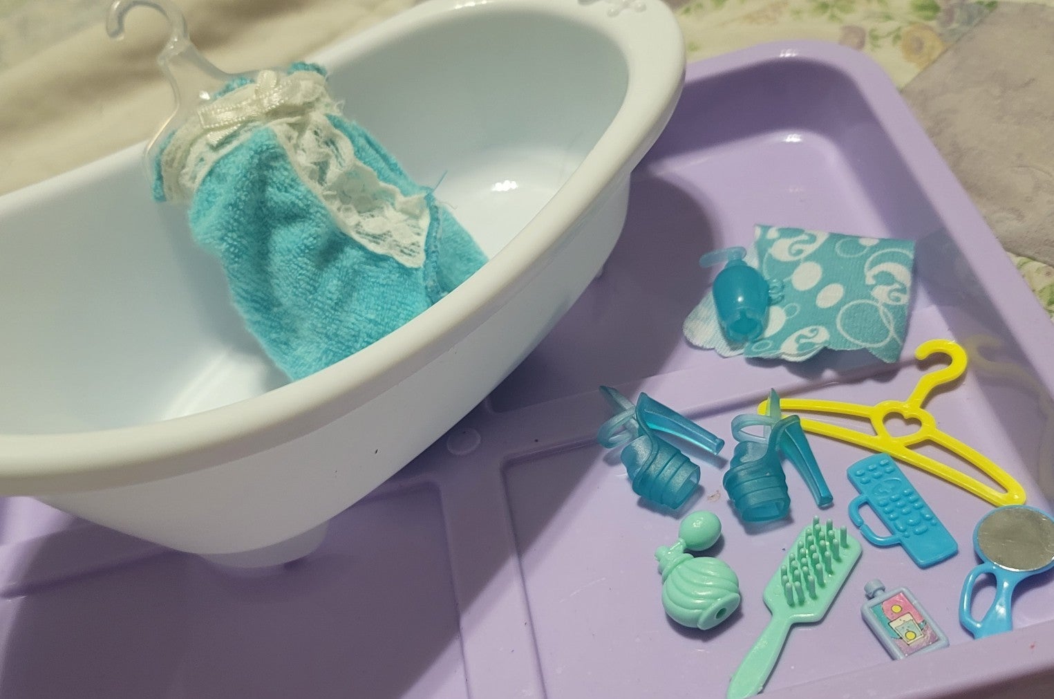 Barbie Fashion Doll Vintage Blue & White Bathroom Play Set Toys Gifts