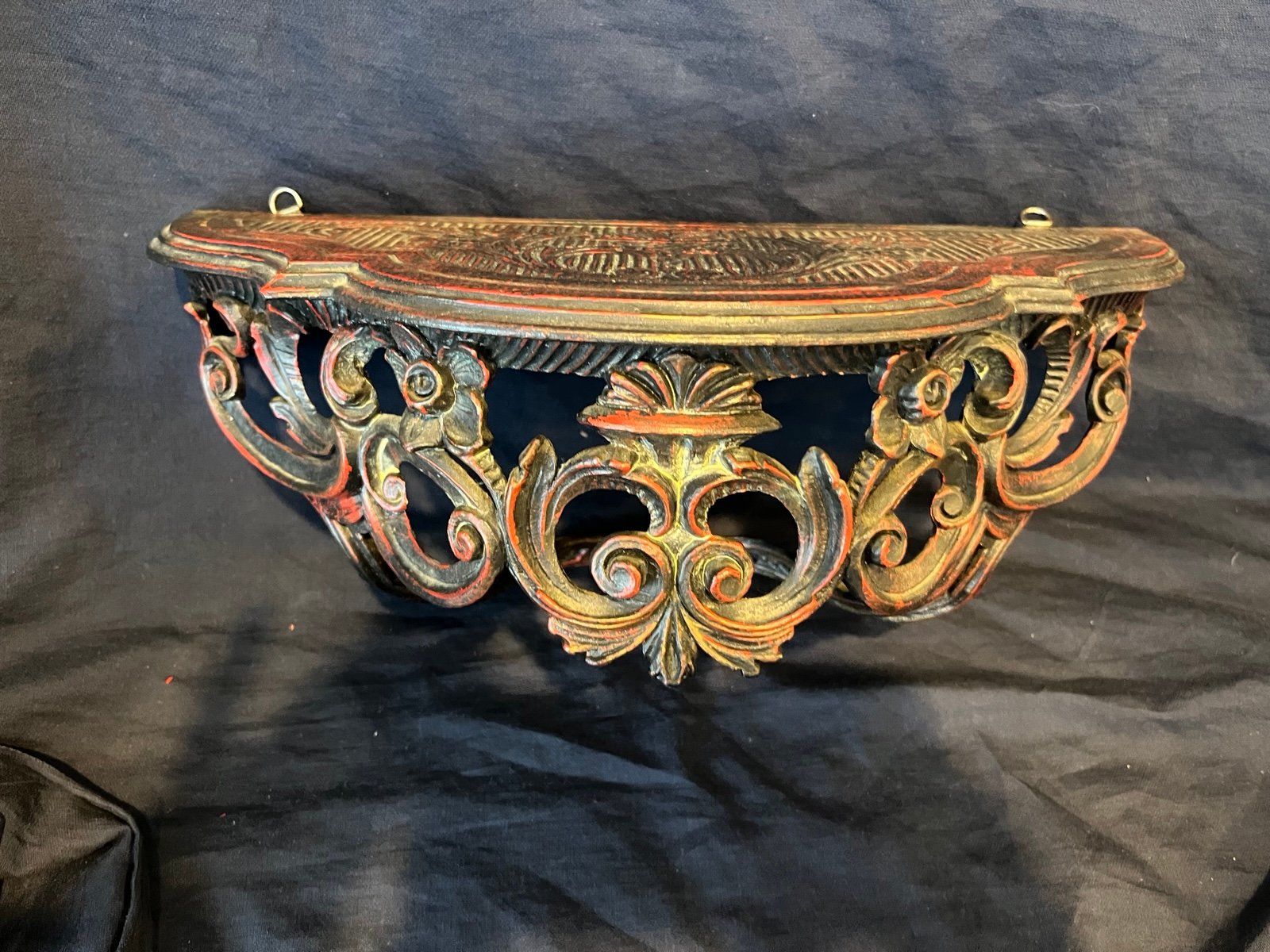 Vintage Hollywood Regency Italian Hanging Wall Shelf