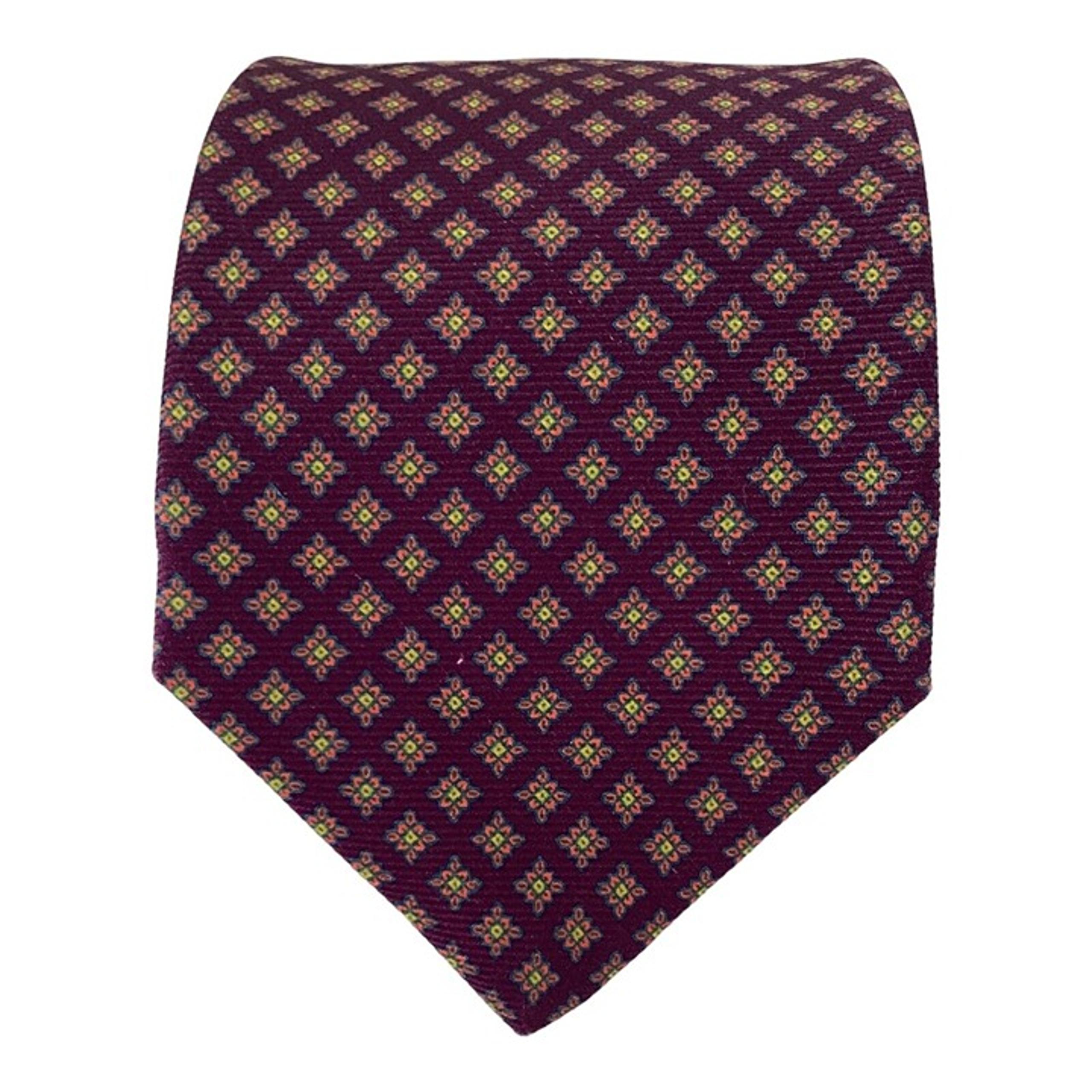 KITON NAPOLI Purple Geometric Silk Tie Made In Italy 61"-3.5" EX COND