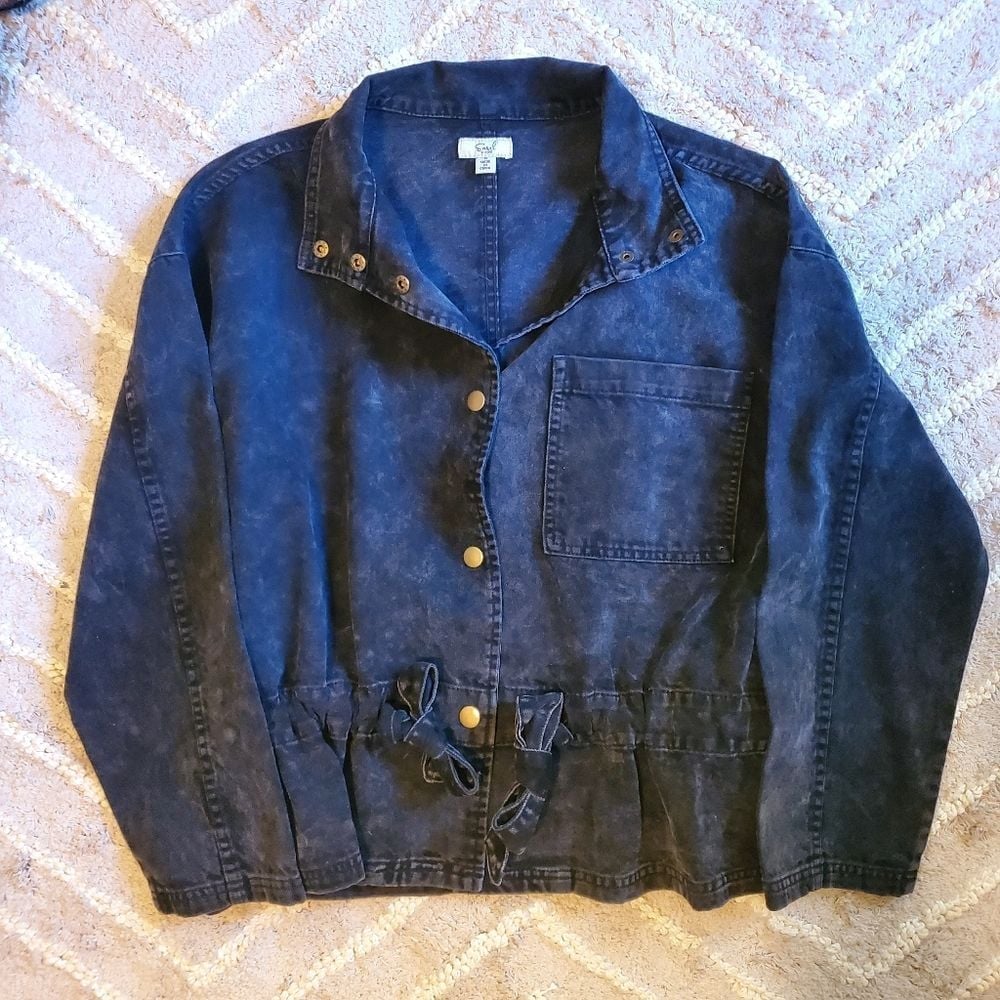 Easel Mineral Washed Black Denim Jacket