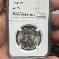 1954 50c MS65 Silver Franklin Half Dollar Coin NGC