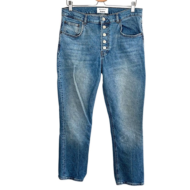 Reformation Jeans Womens Liza High Straight Button Fly Jean Size 31