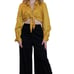 VINTAGE 70s 2pc Pant Set Crop Tie Collared Top Wide Leg Pants Set