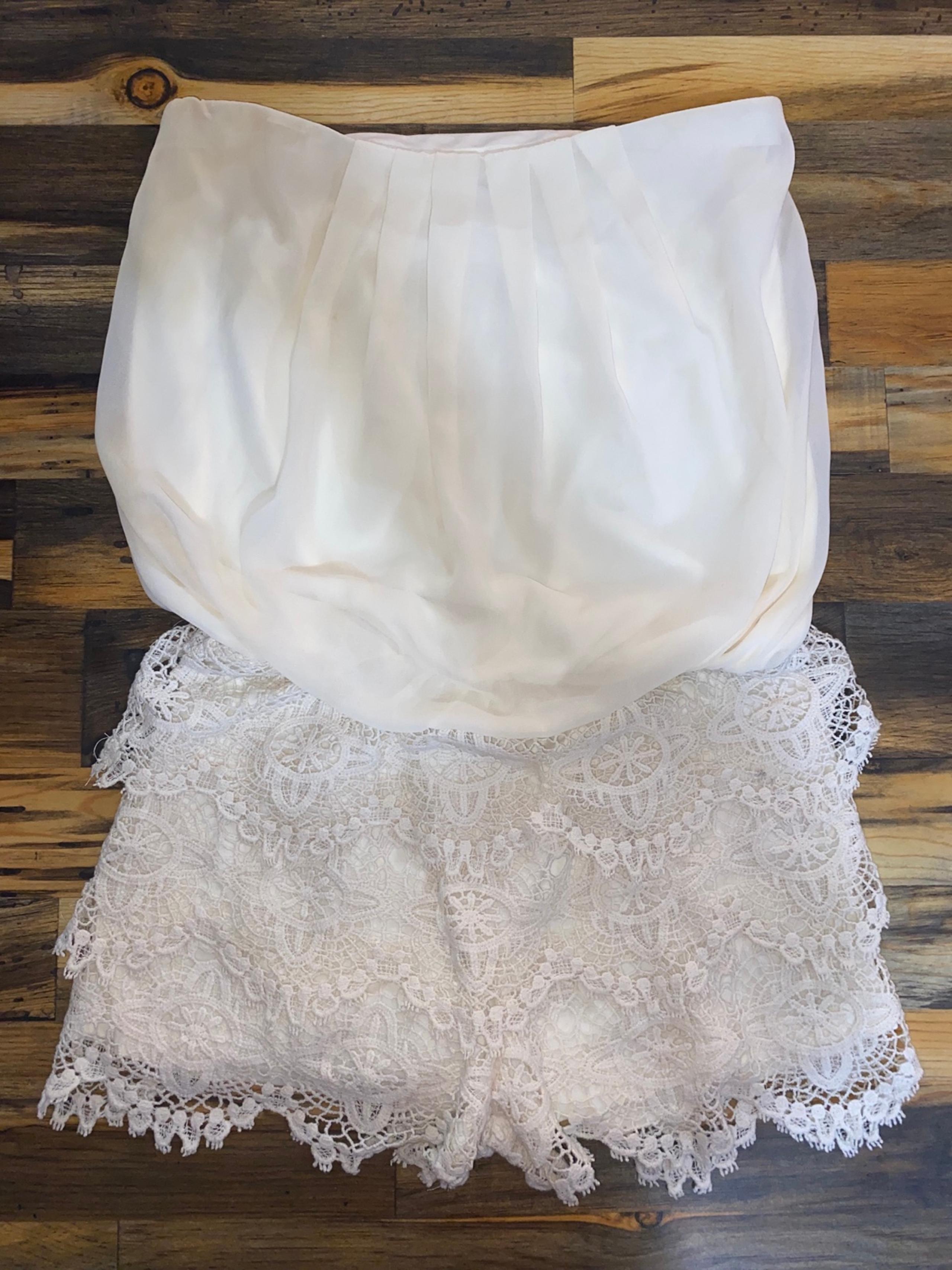 Strapless crochet romper