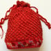 Red crochet sequin lace drawstring bag