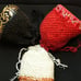 Red crochet sequin lace drawstring bag