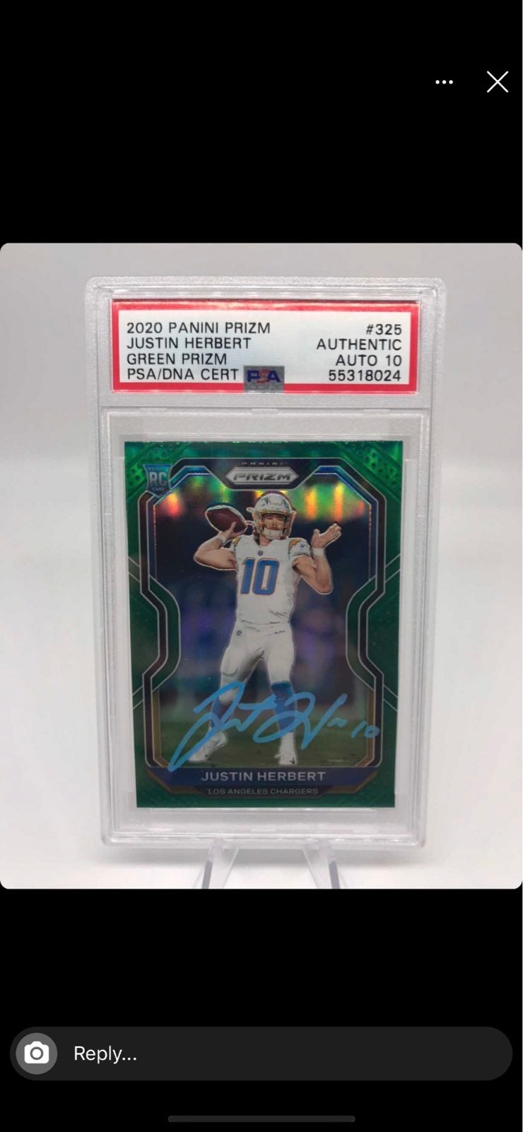 Justin Herbert Prizm On Card Autograph