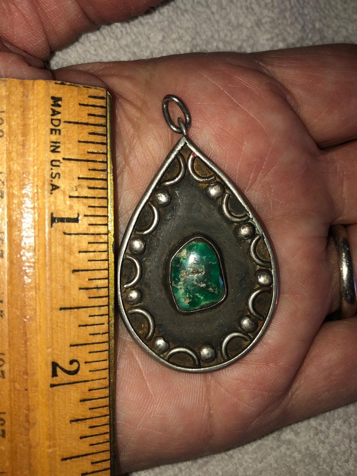 Green Turquoise vintage native pendant