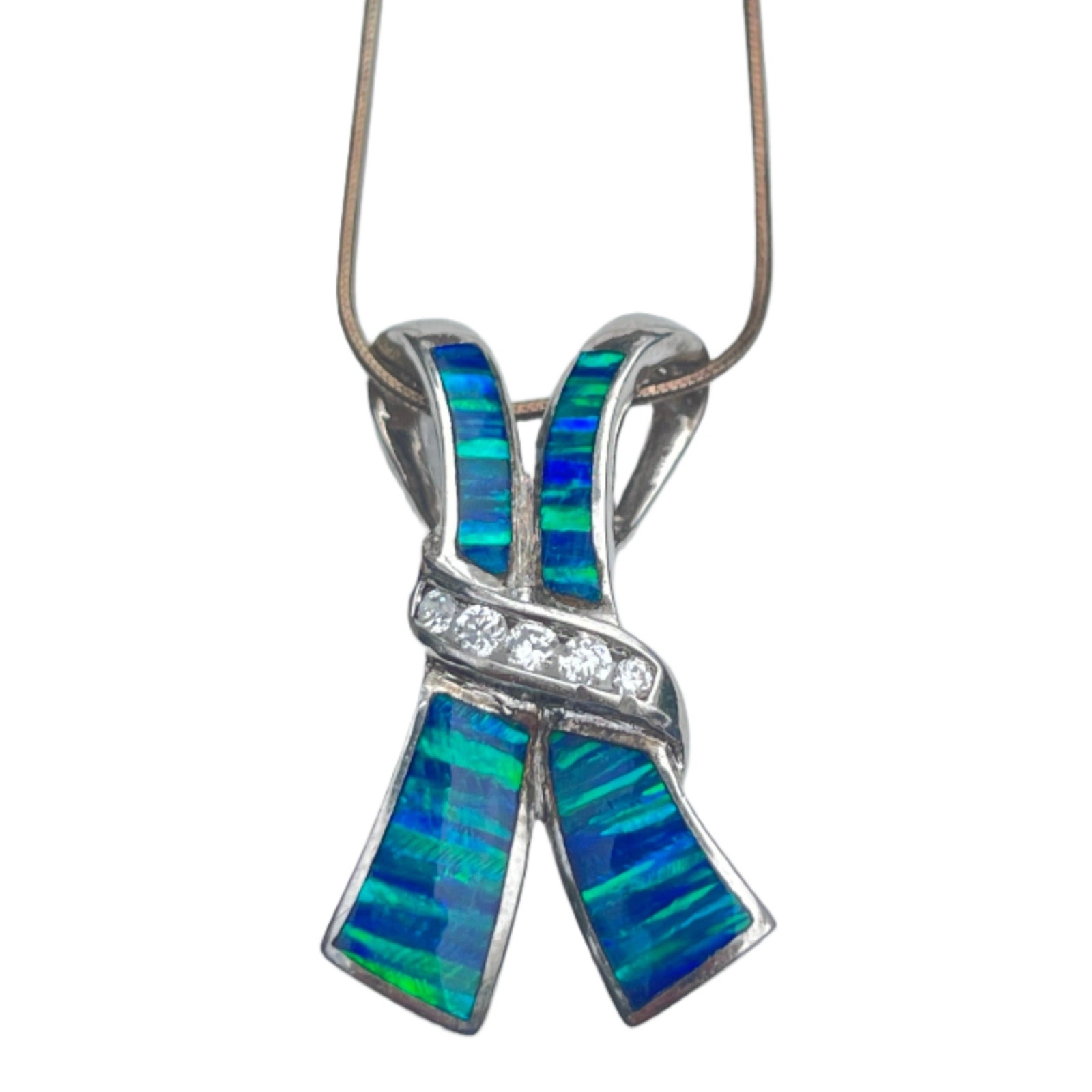Lab Created Opal Pendant - Sterling Silver