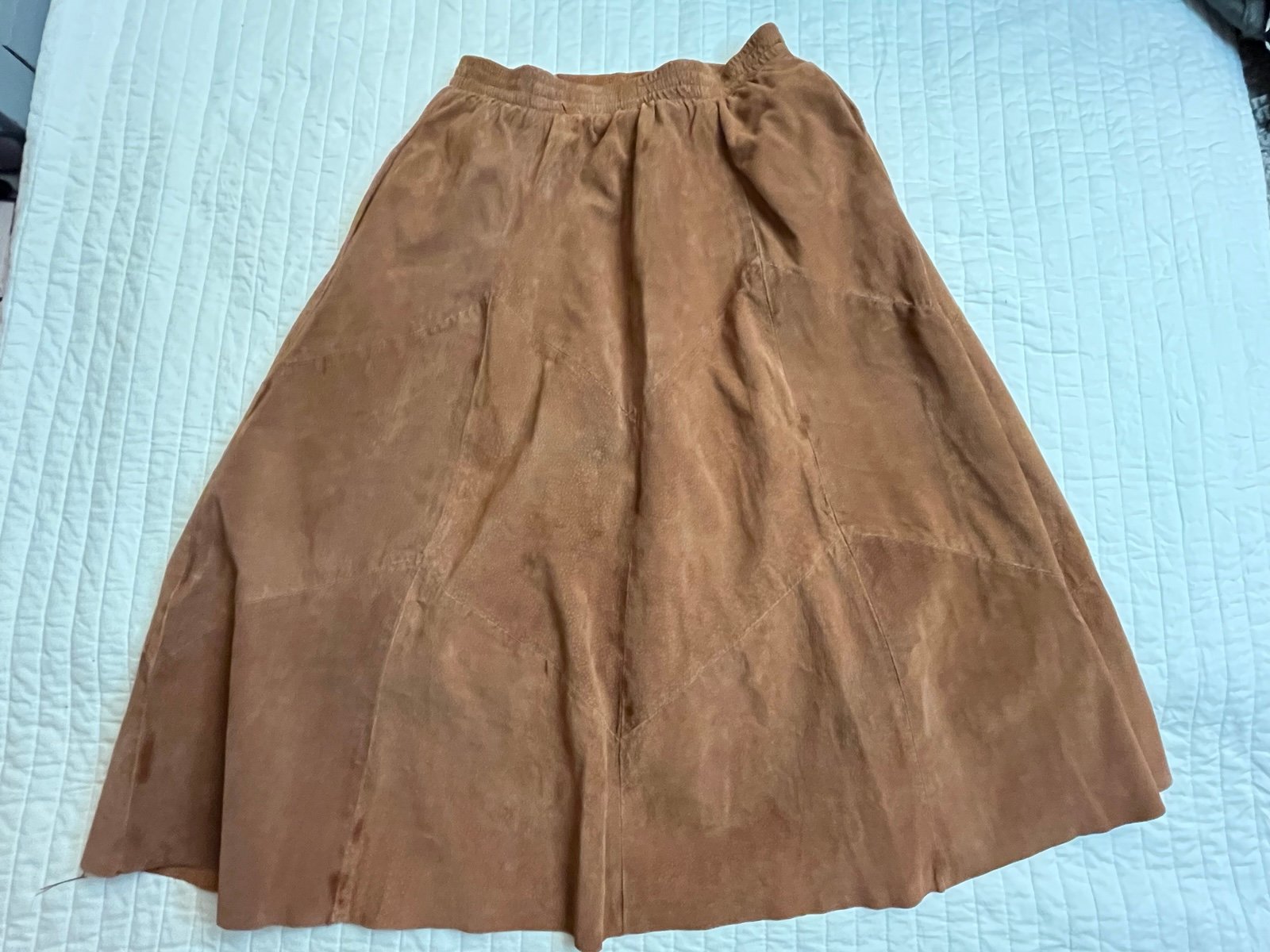 Vintage Apostrophe real suede midi A-Line skirt