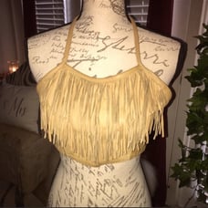 Wilsons leather halter top with tassels