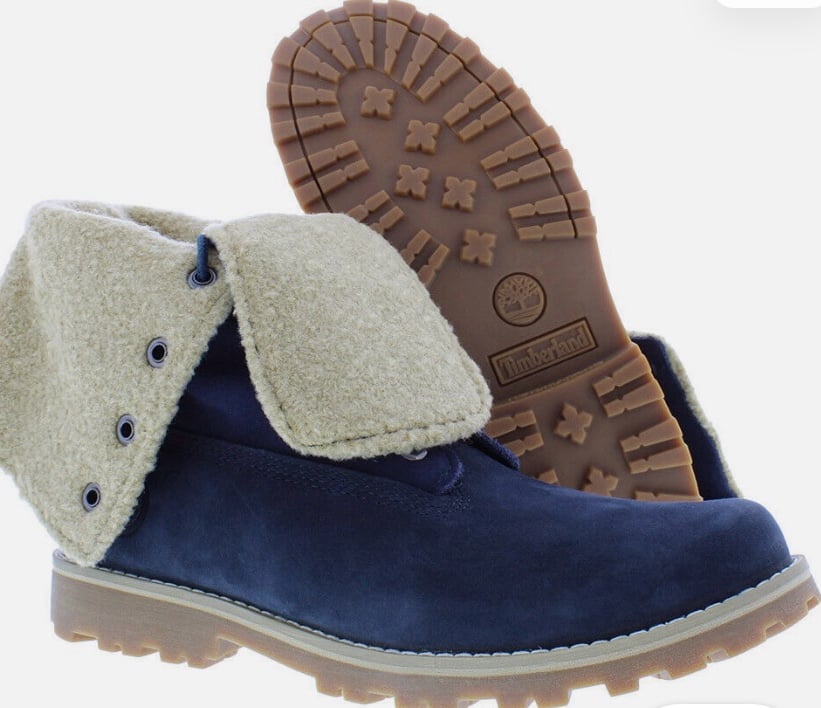 Timberland 6” Waterproof Shearling Roll Top Medium Blue Nubuck Boots