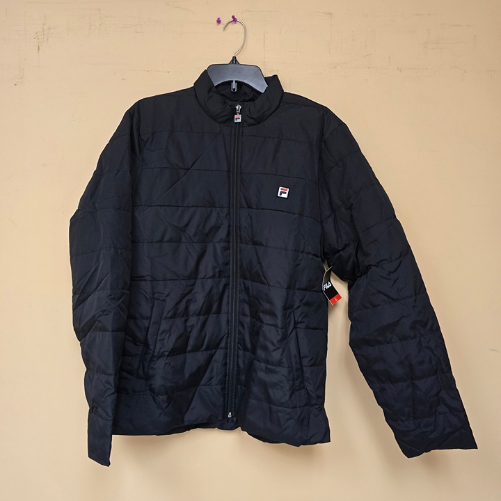NWT Fila Men's Basic Black Full Zip Lightweight Puffer Jacket in Medium