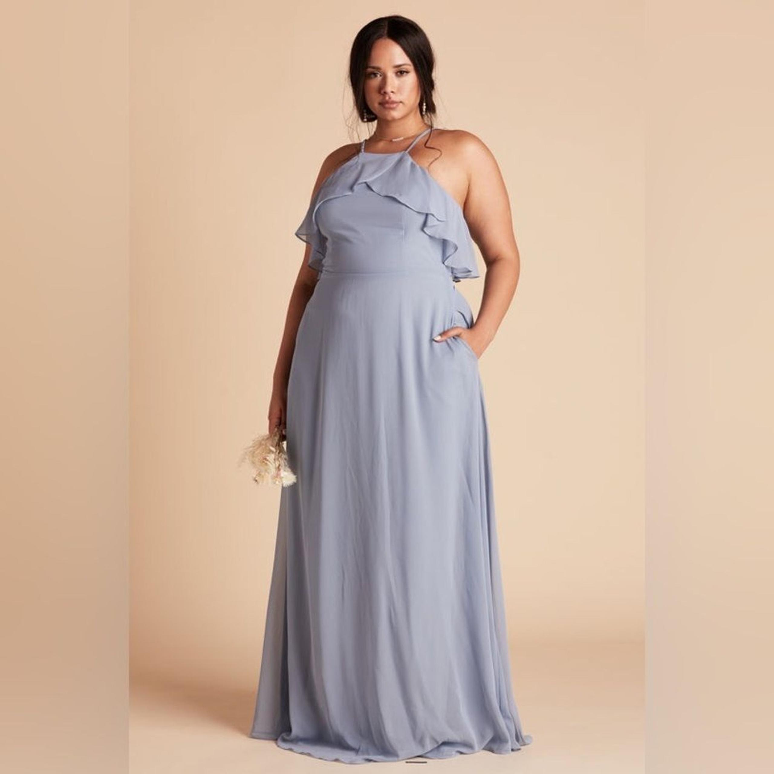 Birdy Grey Jules Dress In Chiffon Dusty Blue NWT