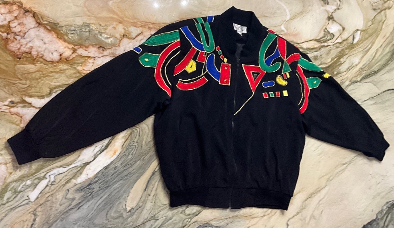 Vintage colorful detail jacket one size 80s 90s